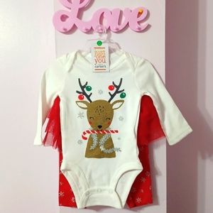 Brand new 3 months Carters reindeer baby girl outfit